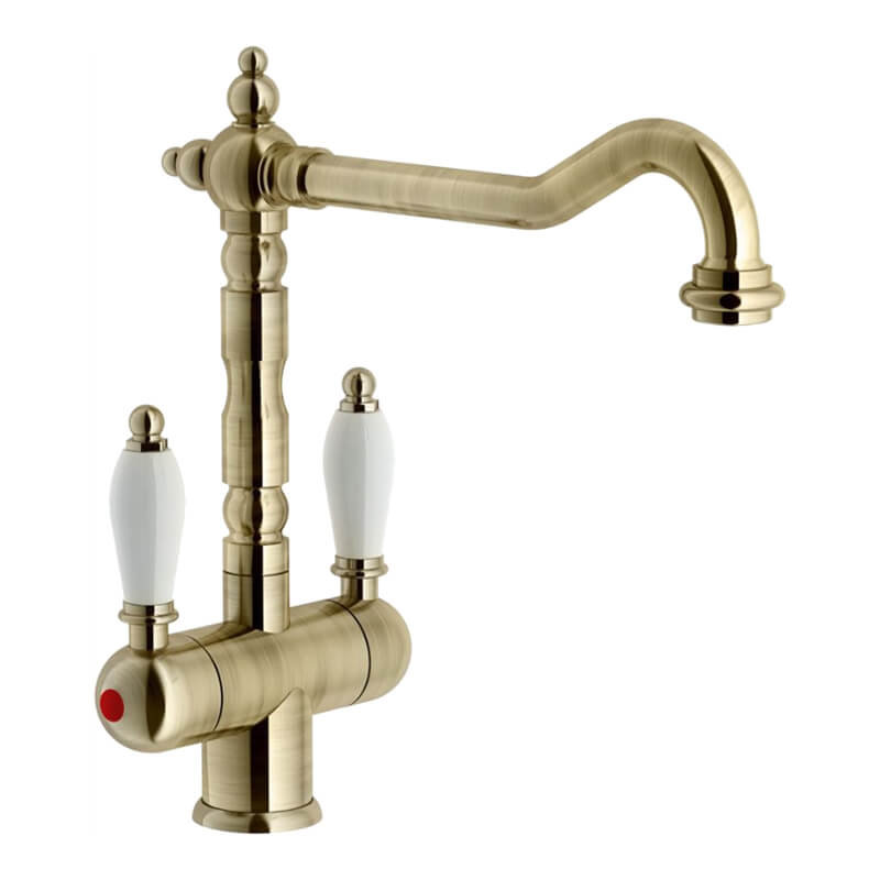 Turner Hastings Frances Twin Mixer Antique Brass | 18117BR