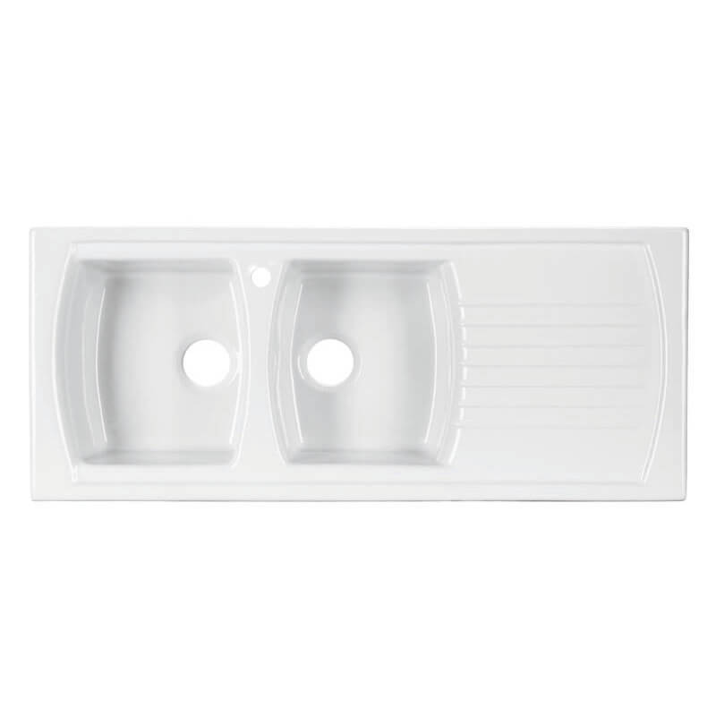 Turner Hastings Lusitano 120 x 50 Double Bowl Inset Kitchen Sink With Drainer | 7222 - Image 3