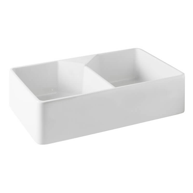 Turner Hastings Chester 80 x 50 Double Flat Front Butler Sink Gloss White | 7408
