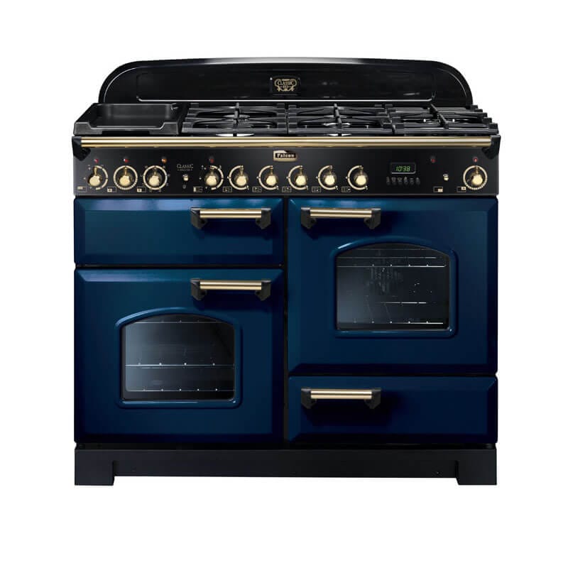 Falcon Classic Deluxe 110cm Royal Blue & Brass Dual Fuel Range Cooker | CDL110DFRB-BR