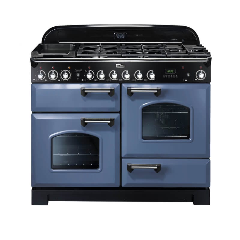 Falcon Classic Deluxe 110cm Stone Blue & Chrome Dual Fuel Range Cooker | CDL110DFSB-CH
