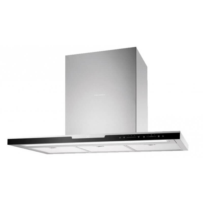 Electrolux 90cm Black Glass and Stainless Steel Slimline Canopy Rangehood | ERC926BA