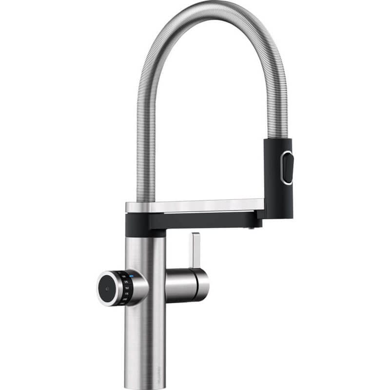 Blanco Steel - 527452 3-in-1 Semi-Professional mixer tap for filtered hot and cold water with measurement function for filtered water - PVD steel | EVOL-S PRO FILTER PVD