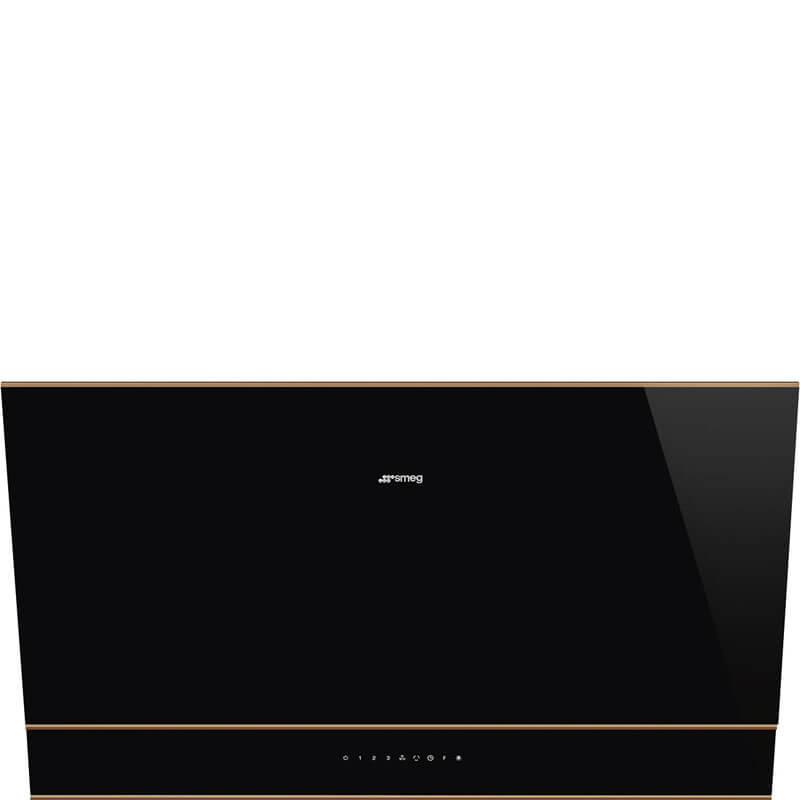 Smeg Appliances Dolce Stil Novo 90cm Angled Wall Mount Black Rangehood | KV694R
