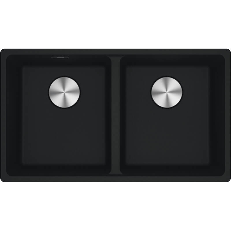 Franke Maris Double Bowl Matt Black Sink Kit. Topmount t+ Eos Neo TA9601 Tap | MRG620BMBTA9601