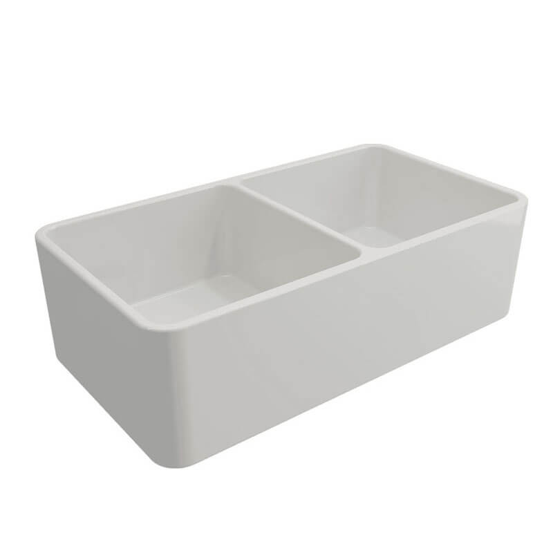 Turner Hastings Novi 85 x 46 Double Bowl Fine Fireclay Butler Sink Gloss White | NO85FS