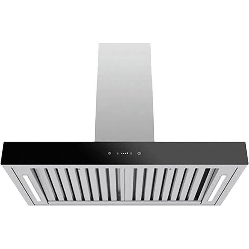 Sirius Valentina 900mm ONBOARD CANOPY RANGEHOOD BLACK GLASS FASCIA | SLTC107G900