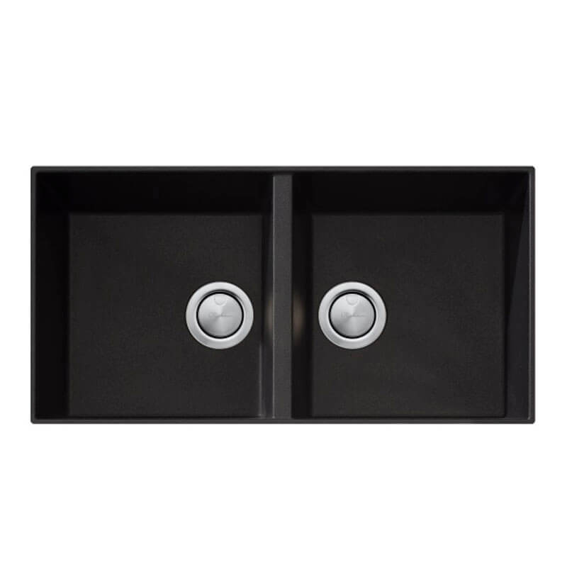 Oliveri Santorini Double Bowl Undermount Sink Black | ST-BL1563U
