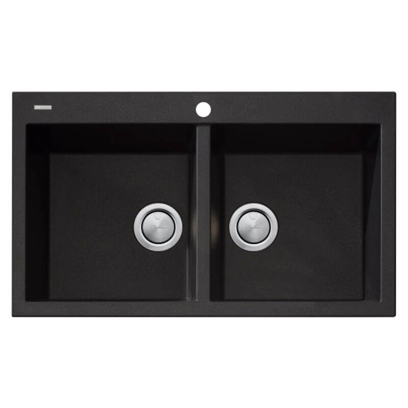 Oliveri Oliver Santorini Double Bowl Topmount Sink - Black | ST-BL1564