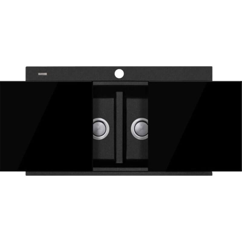 Oliveri Santorini Double Bowl Topmount Sink With Glass Top | ST-BL1566GT